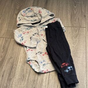 Carter's Gray Onesie with Blue Car Prints